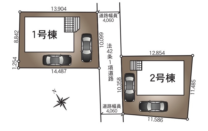[新築住宅] 鴻巣市箕田 第9 全2棟の区画図