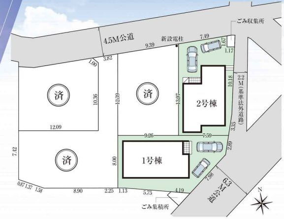 伊勢原市下糟屋新築戸建て　2期1号棟の区画図|区画図「伊勢原市下糟屋新築戸建て」