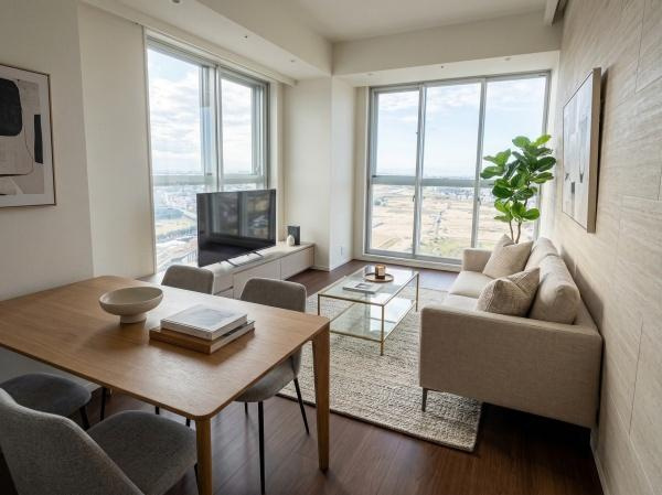 【居間・リビング】 | プラウドタワー二子玉川 | みんなが集うLDKはあたたかい日差しが入り込み、自然と楽しい会話が弾む幸せな空間に♪
