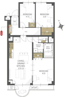 【間取り】 | 山科音羽マンションA棟 | 間取図