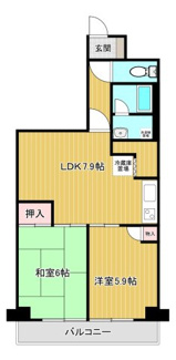 【間取り】 | パスコグランドマンション青梅 | 2DKの広々とした間取りです