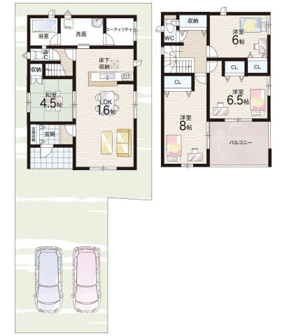 奈良市東九条町　第21期　新築一戸建て　の間取り|2号地