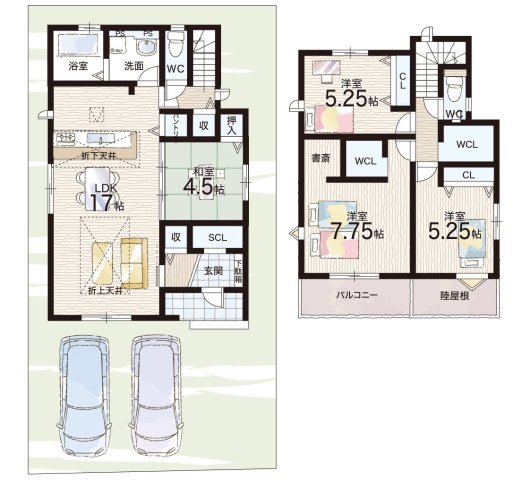 柏原市田辺　第3期　新築一戸建ての間取り|2号地