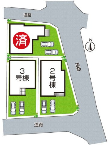 ♦柏原市田辺　第3期　新築一戸建ての区画図|全3区画