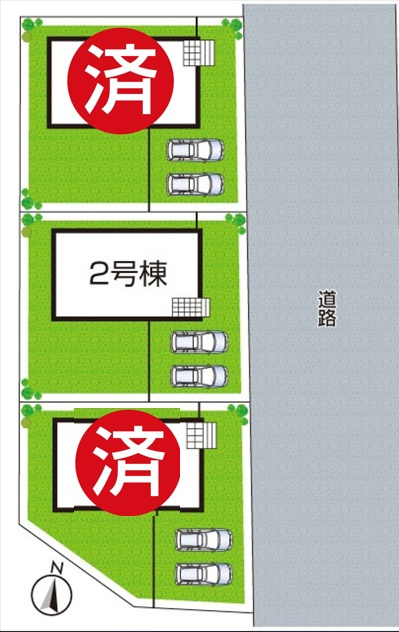 ●3(土)4(日)現地説明会！奈良市七条　第6期　新築一戸建ての区画図|全3区画