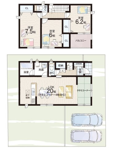 ●奈良市七条　第6期　新築一戸建て　の間取り|1号地