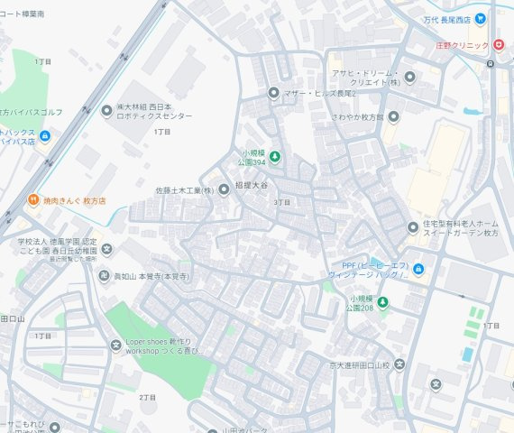 枚方市招提大谷　売土地の地図