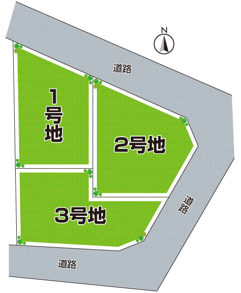 枚方市招提大谷　売土地の区画図|全3区画
