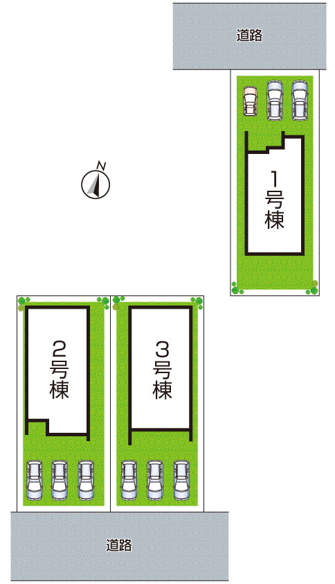 ★29(土)30(日)現地見学可能！★南丹市園部町横田　全3邸の区画図