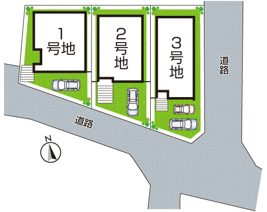 ★宇治市大久保町上ノ山　第1期　新築一戸建ての区画図|全3区画