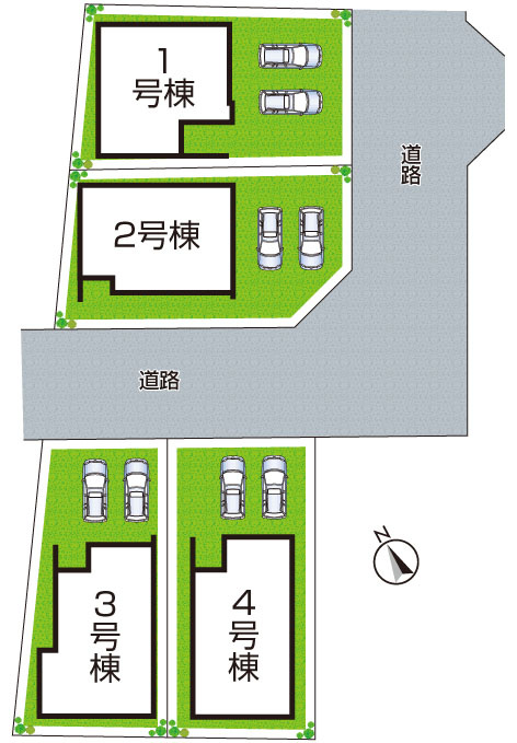 ★29(土)30(日)現地見学可能！★大津市雄琴　全4邸の区画図|全4区画