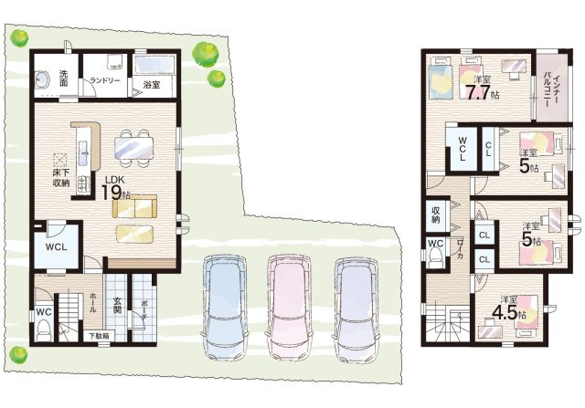 ★南丹市園部町本町　新築一戸建ての間取り