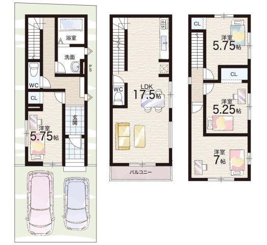 寝屋川市国松町　第1期　新築一戸建ての間取り