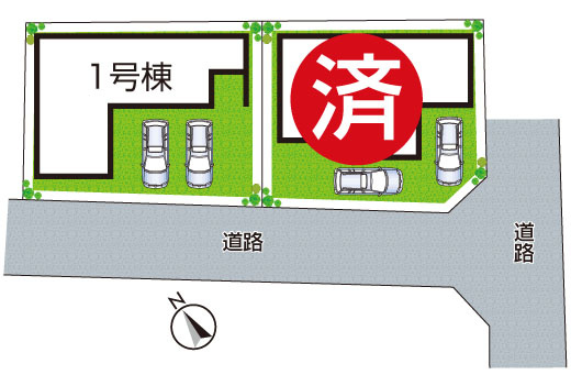 ★5(土)6(日)現地見学可能！★守山市吉身　ラスト1邸の区画図|全2区画