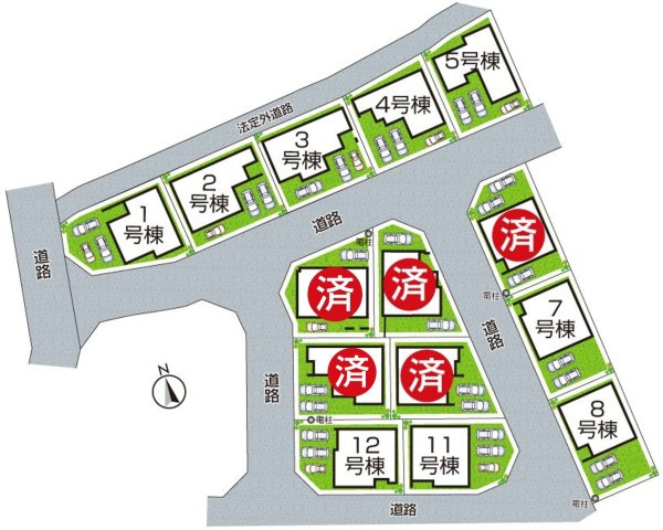 ★5(土)6(日)現地見学可能！★大津市雄琴　第2期　新築一戸建ての区画図|全14区画