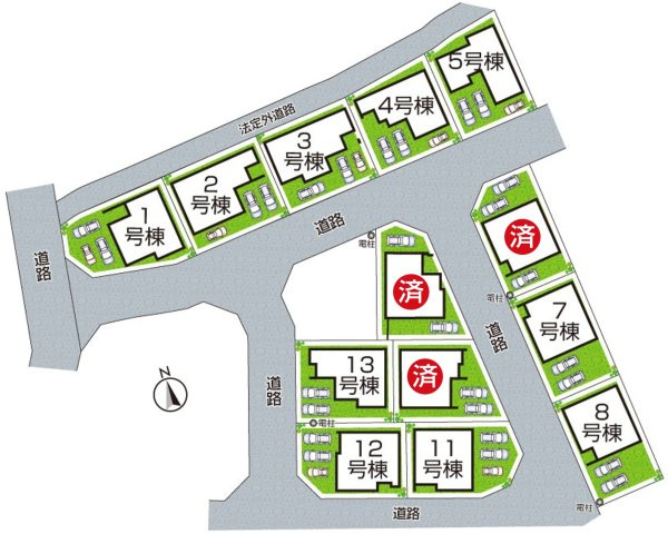 ★現地見学可能！★大津市雄琴　第2期　新築一戸建ての区画図|全14区画