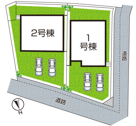 東大阪市東石切町　新築一戸建ての区画図|全2区画