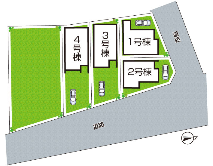 尼崎市東園田町　第3期　新築一戸建ての区画図|全4区画