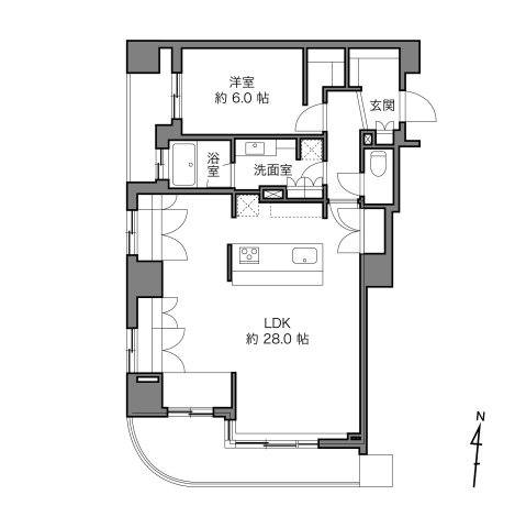 アスコットパーク両国石原の間取り|リビング28帖・5階部分・南西角部屋につきまして日当たり・通風良好