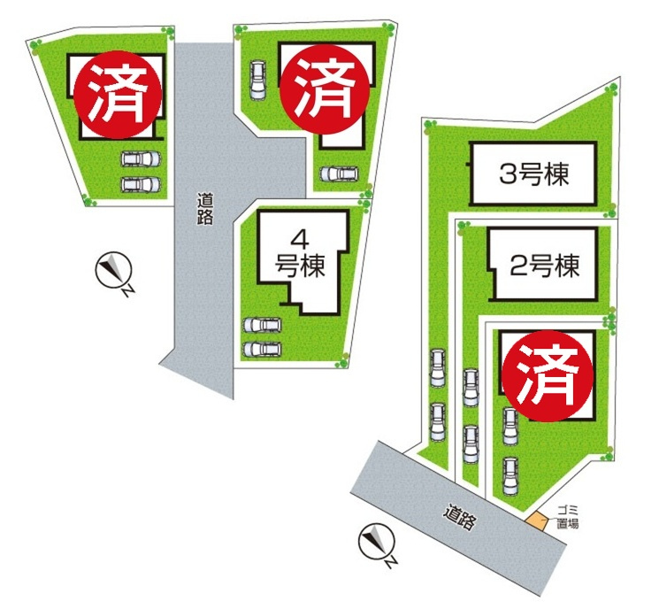 ■10日(土)11日(日)12日(月)現地ご見学可能！　神戸市北区道場町日下部　全16邸の区画図|全6区画