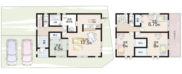 ●大和郡山市下三橋町　第4期　新築一戸建ての間取り|2号地