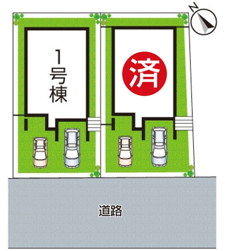 1(土)2(日)現地見学可能！◆大阪狭山市大野台　全2邸の区画図
