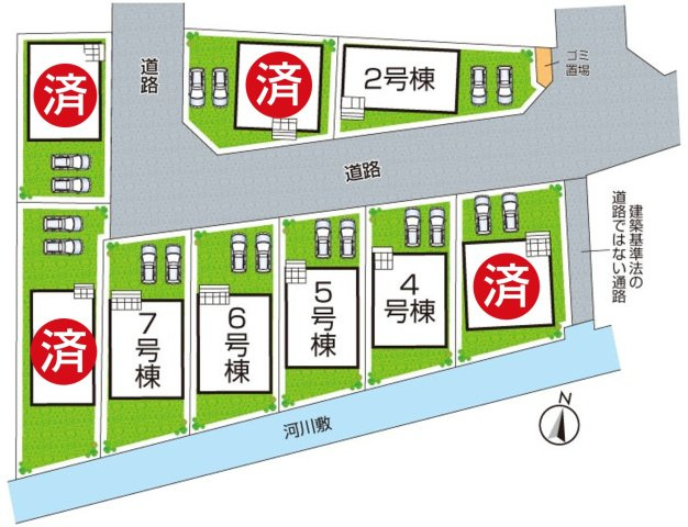 ★5(土)6(日)現地見学可能！★八幡市橋本尻江　全9邸の区画図|全9区画