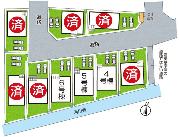 ★12(土)13(日)現地見学可能！★八幡市橋本尻江　第1期　新築一戸建ての区画図|全9区画