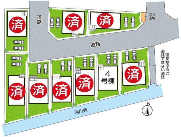 ★12(土)13(日)現地見学可能！★八幡市橋本尻江　第1期　新築一戸建ての区画図|全9区画