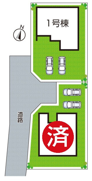 ●31(土)1(日)現地案内可能！　香芝市磯壁　第5期　新築一戸建ての区画図|全２区画・前面道路４ｍ