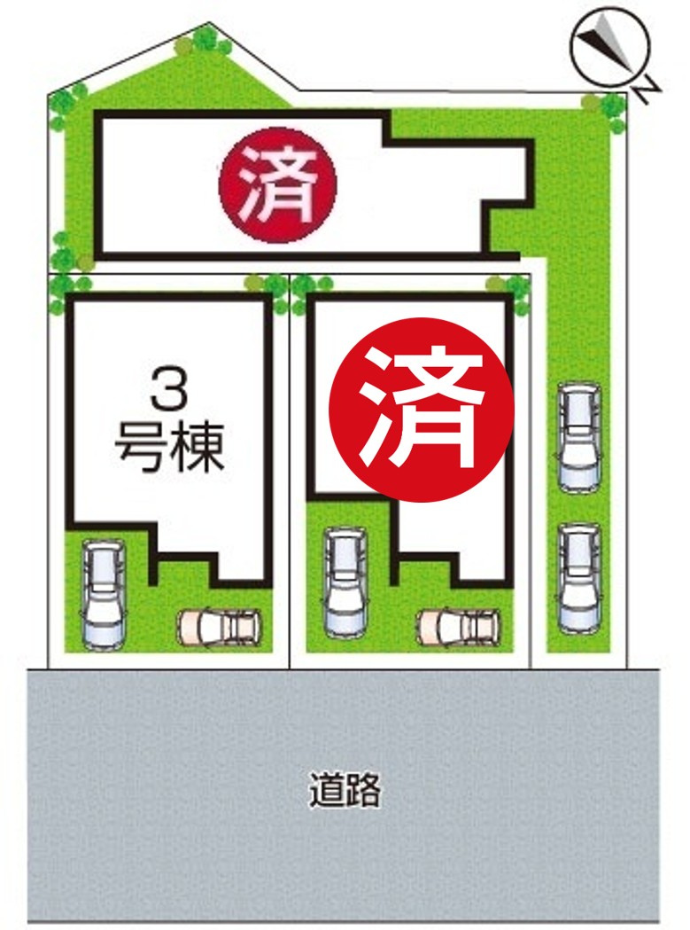 ★29(土)30(日)現地見学可能！★八幡市八幡山田　ラスト1邸の区画図|全3区画