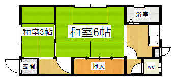 第一富士荘の間取り|角部屋