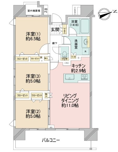 クリオ南砂町の間取り|南東角部屋住戸につきまして日当たり・通風良好