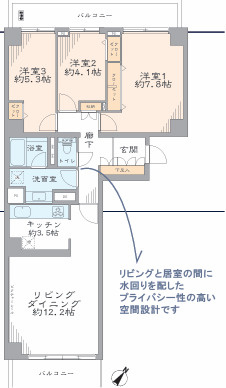 月島リバーハウスB棟の間取り