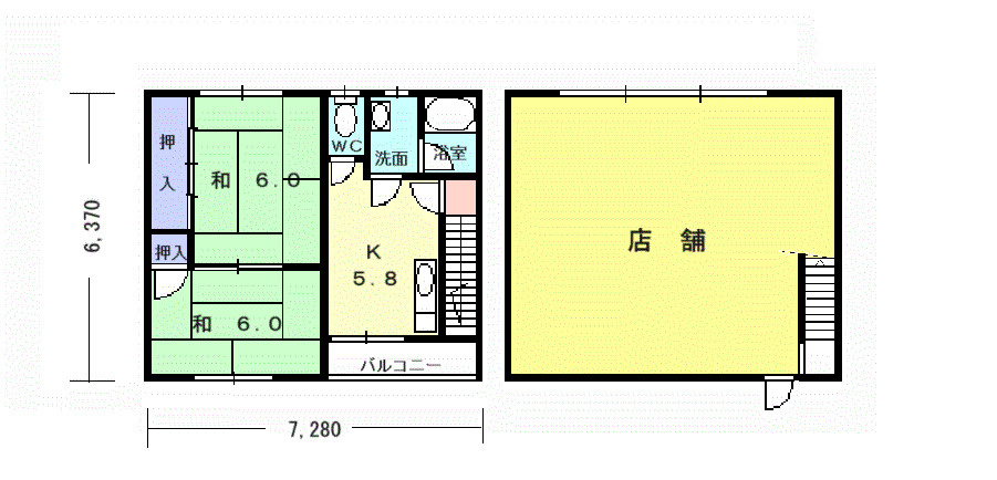 庄司田3丁目住居付店舗の間取り