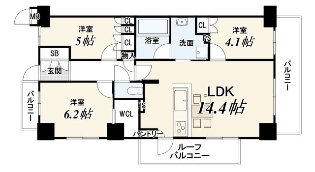 【Re Dream】プレミスト山科椥辻ザ・テラスの間取り|3LDK、価格3699万円、専有面積66m2、バルコニー面積8.55m2