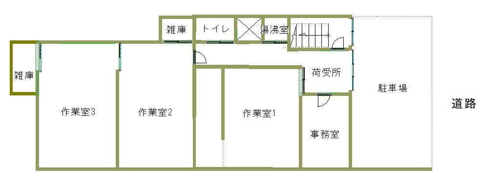 イーストビル1階貸事務所・倉庫の間取り