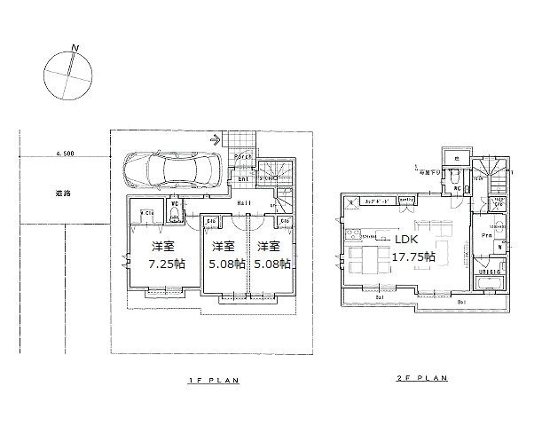 【間取り】 | 杉並区善福寺４丁目　新築戸建て | ゆとりある設計の３LDK、カースペースは大型車も駐車可能です