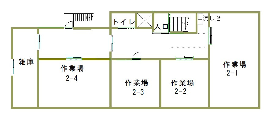 イーストビル2階貸事務所・倉庫の間取り