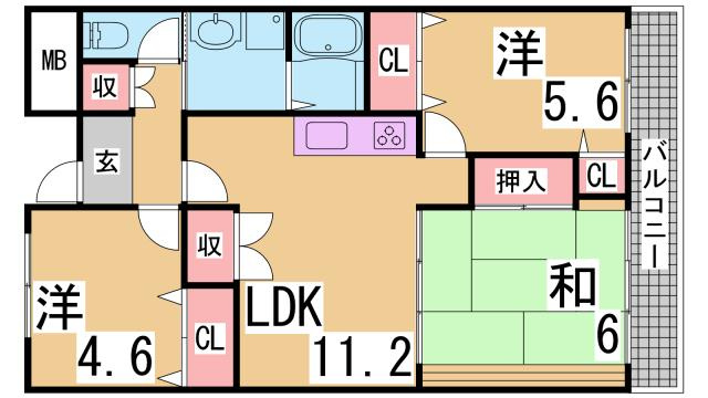神戸市兵庫区浜崎通の賃貸マンションの間取り