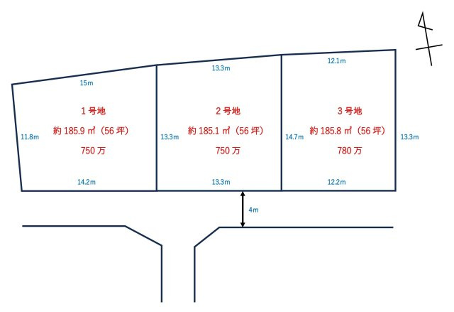 朝倉市堤　売り土地【1号地】の区画図