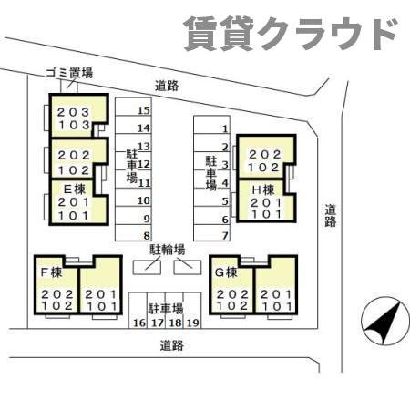 メゾンボナール　Ｆの区画図