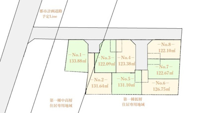 【区画図】 | 立川市栄町2丁目　売地　3号地　全8区画