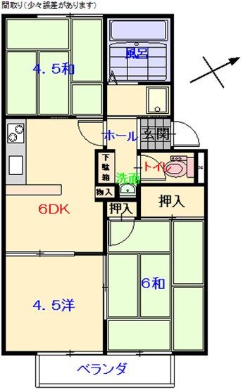 【間取り】 | 中吉アパートB | ３ＤＫ