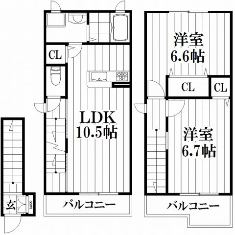 【間取り】 | メゾンアルカンシエルⅠ | 反転タイプ