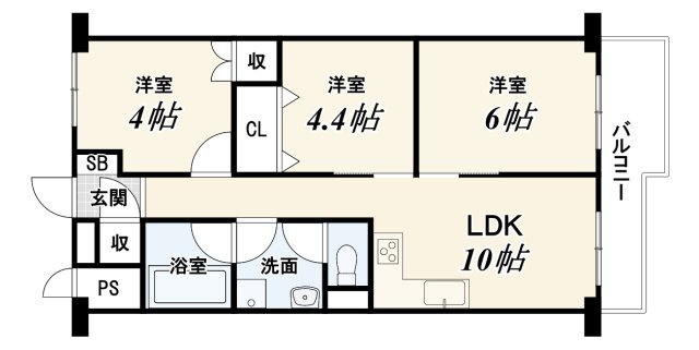 【Re Dream】山科ハイツの間取り|3LDK、価格1499万円、専有面積51.06m2、バルコニー面積6.99m2