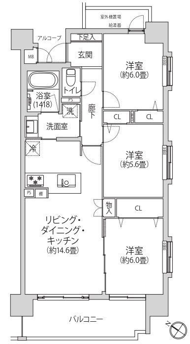 コニファーコート金町エアーレジデンスの間取り|南西×南東・角部屋住戸につきまして日当り・通風良好。新規リノベーションマンション。安心のアフターサービス保証付・既存住宅売買瑕疵保険加入物件ですのでご購入後も安心して暮らせます。