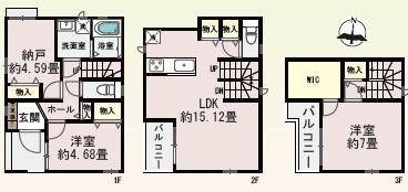 西宮市大社町　新築戸建　B号棟の間取り|スーパーまで徒歩5分！