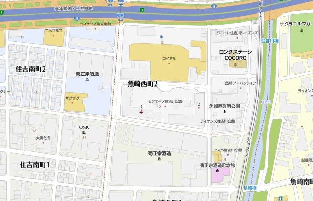 モンセーヌ住吉川公園1番館の地図
