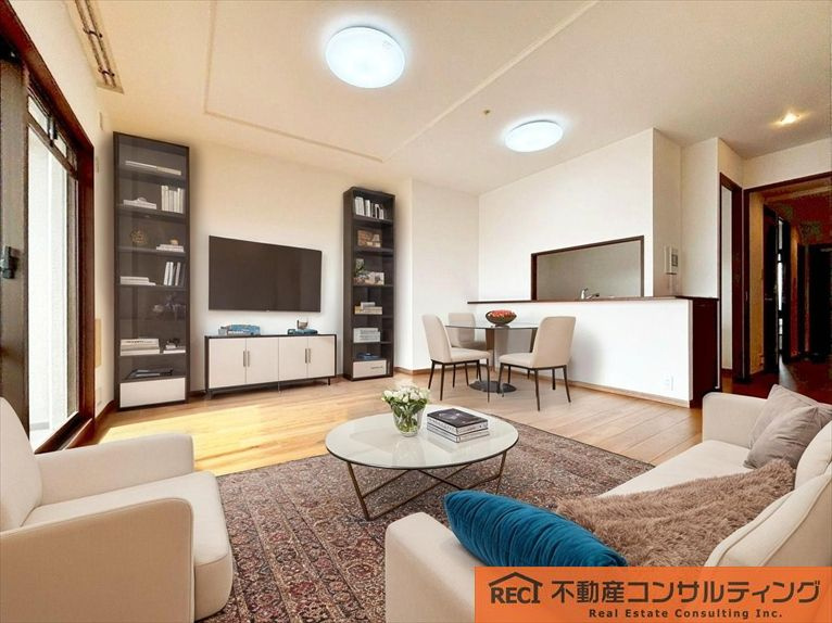 モンセーヌ住吉川公園1番館の居間・リビング|開放感あふれる9階部分